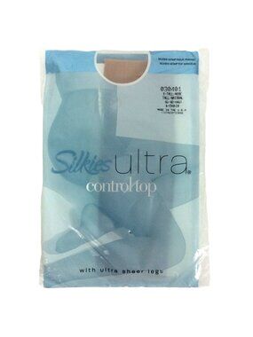 Silkies Ultra Control Top Pantyhose XL Tall Nude Beige With Sheer Legs